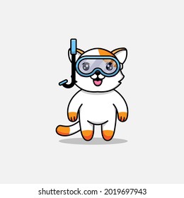 Cute cat wearing diving goggles