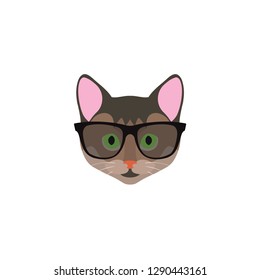 Cute Cat Wearing Glasses Funny Cartoon