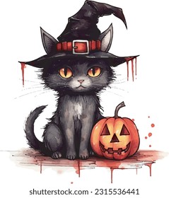 un lindo gato con disfraz de Halloween