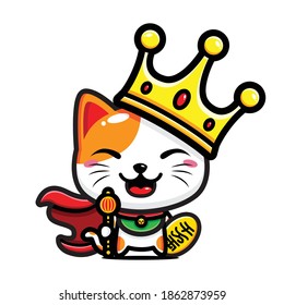 cute cat wearing king crown