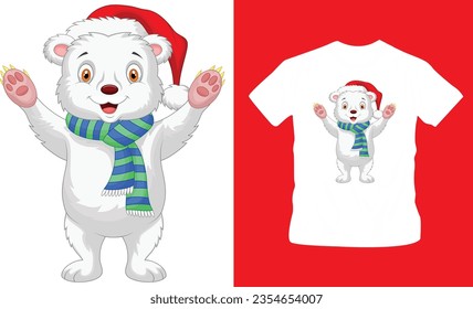 
cute cat wearing santa hat vector illustration t-shirt design editable template svg