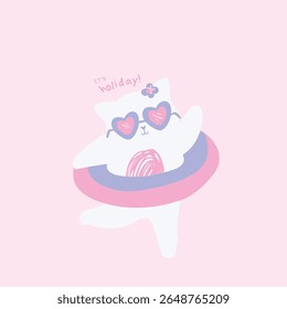 cute cat wearing sunglasses suitable for apparel tee shirt design