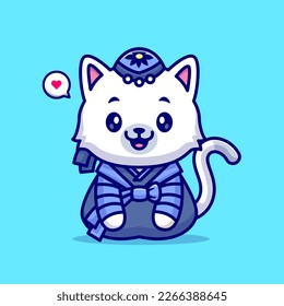 Un Gato Con Un Ilustración De Icono De Vector De Caricatura Tradicional De China. Vector Premium Aislado De Icono De Festividad Animal. Estilo de dibujo plano