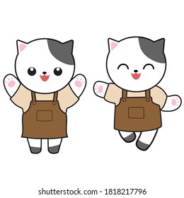 Cute Cat wears dress Vector Illustration Character Design Logo Symbol