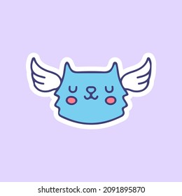 Cute cat with wings. illustration for t shirt, poster, logo, sticker, or apparel merchandise.
