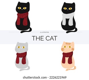Cute Cat winter with  scarf