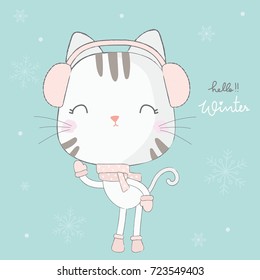 cute cat at winter time
