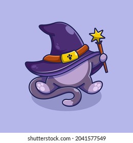 Cute cat wizard cartoon design