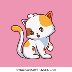 cute cat wonder for something. isolated cartoon animal illustration. Flat Style Sticker Icon Design Premium Logo vector. Mascot Character