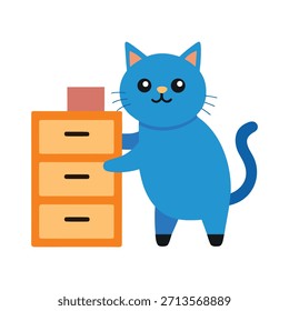 Gato lindo que trabaja como gerente de oficina con lista de verificación, gestionando las tareas de manera eficiente mientras agrega el encanto lúdico a las ilustraciones profesionales de oficina de Vector modernas.