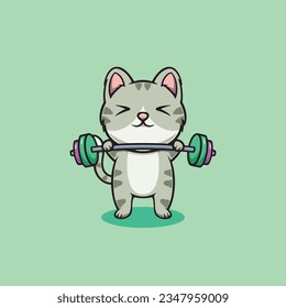 Cute cat workout cartoon icon illustration