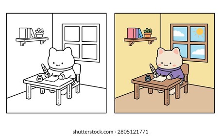 Cute Cat Writing Letter