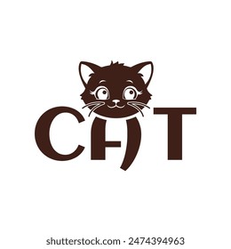 Cute and cute cat writing logo for animal lovers.