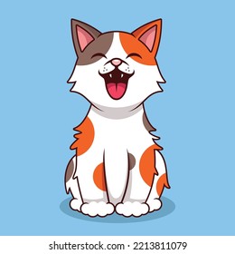 Cute cat yawning cartoon illustration