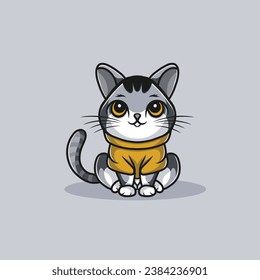 Cute Cat with yellow shirt