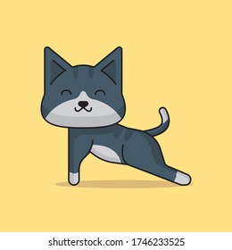 cute cat yoga boat poses vector Icon Illustration. Animal Icon Concept Isolated Premium Vector