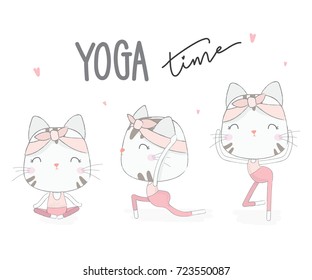 Cute Cat With Yoga Pases