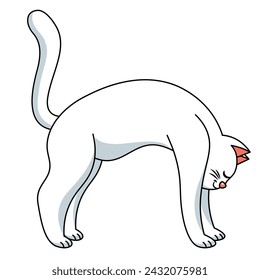 Cute cat yoga pose, digital art illustration