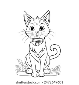 Cute cat.Children's coloring book. Vector illustration.