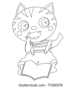 Cute cat,Coloring illustration for kids