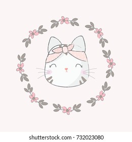 cute cate with flower
