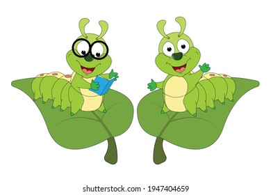cute caterpillar animal cartoon, simple vector illustration