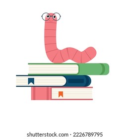 A cute caterpillar bookworm worm cute cartoon character education mascot wearing graduation hat and glasses reading a book eps 10