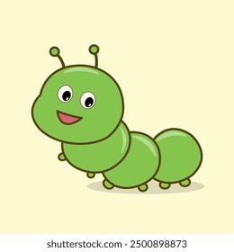 Cute caterpillar cartoon character vector illustration