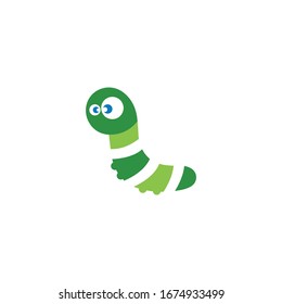 Cute caterpillar cartoon icon on a white background