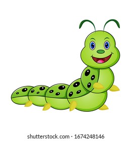 Cute caterpillar cartoon on white background