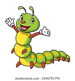 Cute caterpillar cartoon on white background