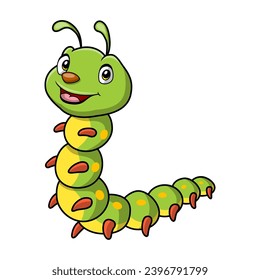 Cute caterpillar cartoon on white background