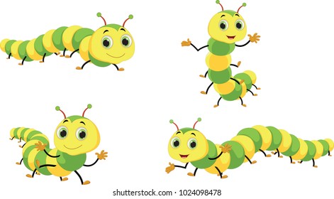 Симпатичные гусеницы мультфильм набор