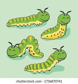 Cute Caterpillar Cartoon Set Collections