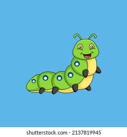 Cute caterpillar cartoon. Vector illustration