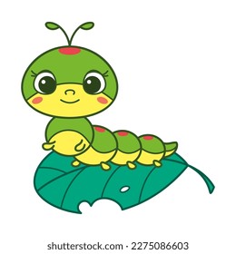 Cute Caterpillar Cartoon Vector Illustration