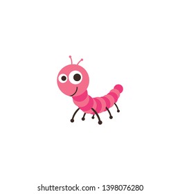 cute caterpillar cartoon vector on a white background