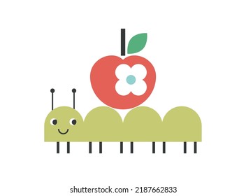 Cute caterpillar design isolated on white. Children applique scheme. Vector illustration.