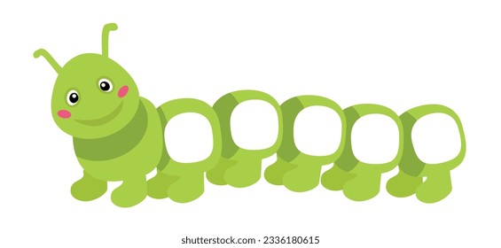 Cute caterpillar mascot for numbers isolated on white background. Vector illustration 