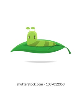 Cute caterpillar on a leaf vector