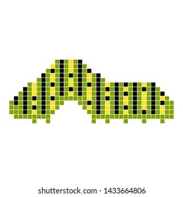 Cute caterpillar on white background. Pixel art, cartoon vector illustration. Retro game style