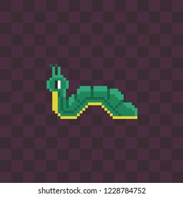 Cute caterpillar. Pixel art style