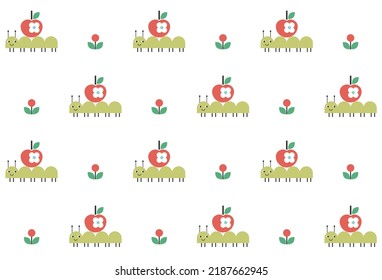 Cute caterpillar seamless pattern design. Vector illustration.