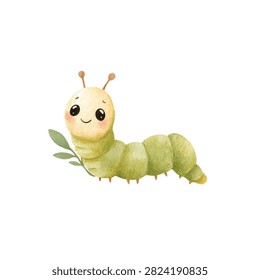 Cute caterpillar with smiling face antennae