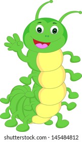 cute caterpillar waving cartoon