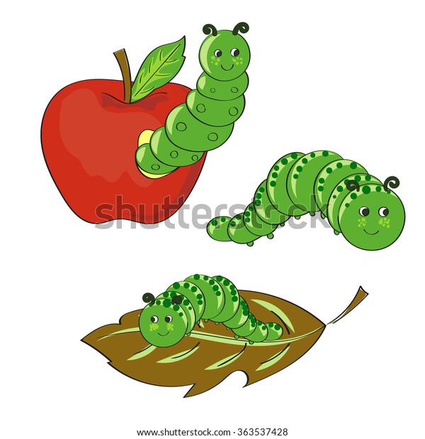 Cute Caterpillars Set Hand Drawn Vector Stock Vector (Royalty Free ...