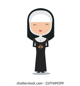 Cute catholic nun cartoon vector