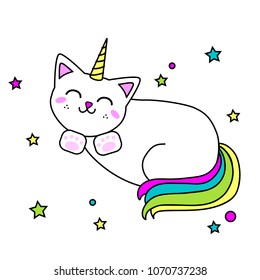 Cute Caticorn - Cat unicorn cartoon design