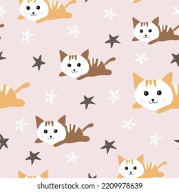 cute cats animal seamless pattern design