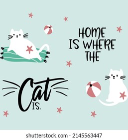 Cute Cats Animal Slogan Tshirt Print Design